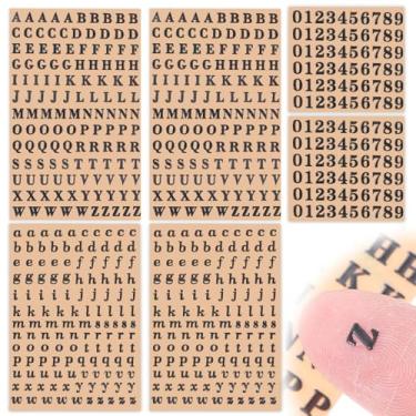 Imagem de 6 folhas de adesivos de letras de metal, mini adesivos do alfabeto, adesivo 3D pequeno autoadesivo com glitter Blcak para resina epóxi, garrafas de água, artesanato DIY, decoração de vinil para