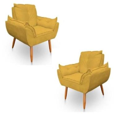 Imagem de Kit 2 Poltronas Decorativas Opala Sala de Estar Suede - Horizonte Móve