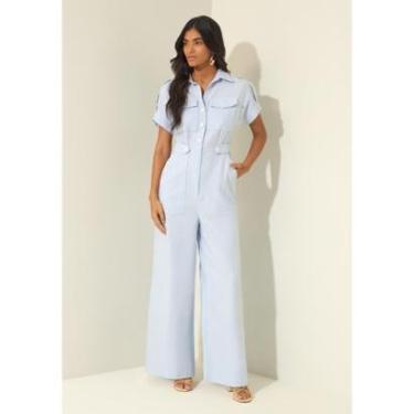 Imagem de Macacão Longo De Mangas Curtas Com Bolsos-Feminino