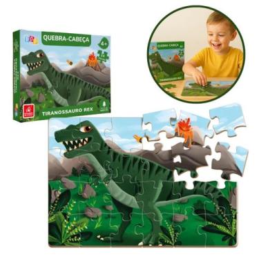 Imagem de Quebra Cabeça Dinossauros T Rex 24 Peças Educativo Infantil Em Madeira