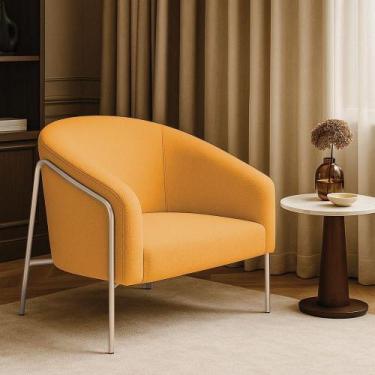 Imagem de Poltrona Sala Industrial Alta Champanhe Stella Bouclê Mostarda D03 - D