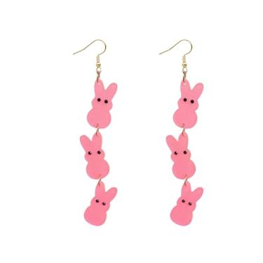 Imagem de Brincos de coelhinho da Páscoa para mulheres, brincos com pingente de coelho fofo, colorido, coelhinho da Páscoa, joias, presentes, Medium, Acrílico, Sem pedra preciosa