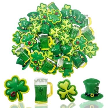 Imagem de LOPURO Mini decorações de resina do Dia de São Patrício, 48 peças de trevos minúsculos para artesanato DIY, pingentes de trevo irlandês da sorte para fazer artesanato no dia da Irlanda, enchimento de