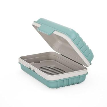 Imagem de Saboneteiras de banheiro 1 pacote com tampa azul à prova de vazamento suporte de sabão de viagem para chuveiro, academia, caminhadas, viagens, artigos de higiene pessoal (azul)