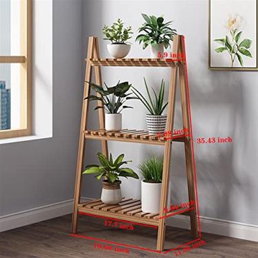 Imagem de Suporte de plantas interior tipo 2/3 prateleiras rack de armazenamento de escada de madeira prateleira de livro dobrável multifuncional planta flor expositor de plantas suporte de plantas prateleira