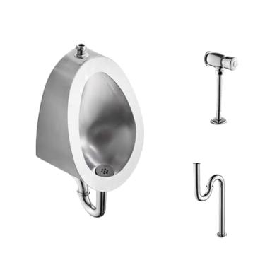 Imagem de pcagfaajmh Mictório masculino montado na parede, mictório de aço inoxidável 304, vaso sanitário de banheiro adulto doméstico/comercial, sensor inteligente à prova de respingos (prata A2)