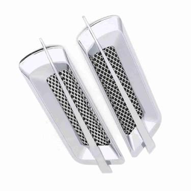 Imagem de Generic Grade de Fluxo de Ar Lateral do Carro Adequada para Tampa de Orifício de Rede de Ventilação Adesivo Decorativo ABS Universal Durável para a Maioria Dos Veículos 2 Peças Cromado Prata 8,7 "x