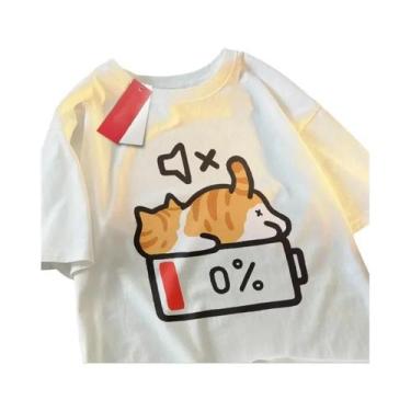Imagem de Camiseta Solta De Verão Com Estampa De Gato Para Mulheres Grávidas, Ma