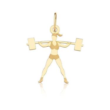 Imagem de Pingente Fitness Feminino Academia Agachamento Ouro 18k P136 - MAEHLER
