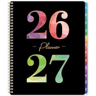 Imagem de Agenda 2026-2027 - Agenda acadêmica 2026-2027 semanal e mensal de julho de 2026 a junho de 2027, 23 x 28 cm com bolso interno, abas revestidas coloridas