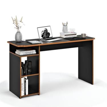 Imagem de Escrivaninha Athenas 115cm com Prateleiras Preto Canela para Home Offi