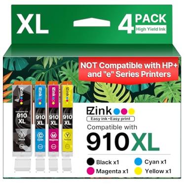 Imagem de E-Z Ink Cartuchos de tinta 910XL para impressoras HP de substituição para cartuchos de tinta HP 910XL, pacote combo 910XL, preto e colorido, use com impressoras OfficeJet 8010 8015 8018 8022 Pro 8025
