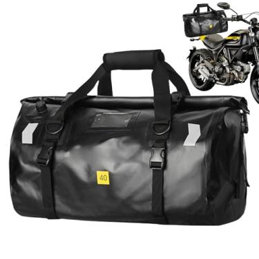 Imagem de Bolsas de motocicleta – Mochila de viagem refletiva à prova d'água – Bolsa refletiva para assento traseiro de motocicleta com alça de ombro ajustável | para carga e equipamento de equitação