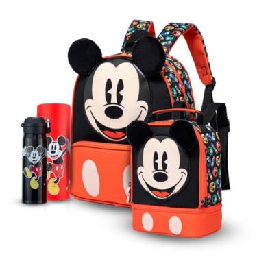 Imagem de Kit Mochila Disney Lancheira Garrafa Mickey Mouse 480ml Infantil