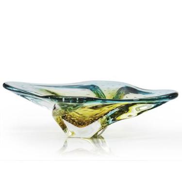 Imagem de Centro De Mesa Em Cristal Murano Verde E Âmbar - São Marcos