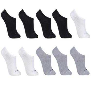 Imagem de Kit Com 10 Pares De Meias sortidas Lupo Soquete Invisível, P, Branco, 