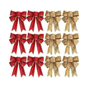 Imagem de Laços Decorativos De Natal Com Glitter Brilhante Para Árvore De Natal,