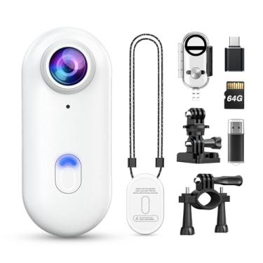 Imagem de Losfom Câmera de ação Z10 2K, câmera esportiva vestível de 64 GB com capa à prova d'água, clipe magnético e acessórios de montagem rápida, câmera de corpo pequeno para ciclismo, mergulho e aventuras