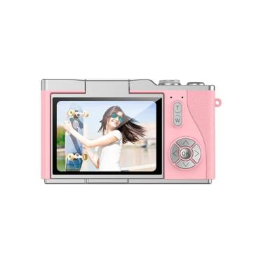 Imagem de Acouto Câmera Digital 4K, Tela Flip Dobrável retrô, Câmera Infantil de 48 MP Com Tela IPS Eye Care e Selfie de 180 °, para Alunos Iniciantes Fotografia Vlog (Rósea)