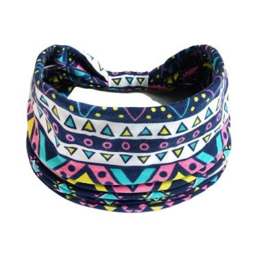 Imagem de Faixa De Cabelo Feminina Boho Com Estampa Floral, Larga, Antiderrapant