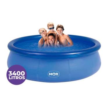 Imagem de Piscina Redonda Borda Inflável Resistente Grande Plástico 3400 Litros 
