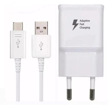 Imagem de Kit Carregador Usb Para Samsung Galaxy Gran Prime Duos V8 Branca