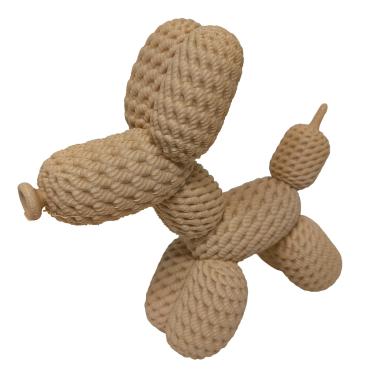 Imagem de Boneco Cachorro Bexiga Tricô Crochê 3D Bege Enfeite