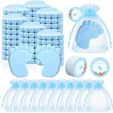 Imagem de KisSealed 50 conjuntos de lembrancinhas de chá de bebê para convidados, sabonete perfumado feito à mão com sacos de organza e etiquetas de agradecimento, conjunto de mini presentes para convidados