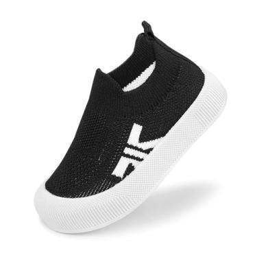 Imagem de Sapatos de caminhada para bebês, crianças, meninas, meninos, sola macia, respirável, de lona de algodão, leve, antiderrapante, seguro, sem cadarço, tênis casual, largo, sola de borracha, corrida ao ar