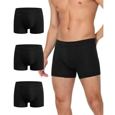 Imagem de Battewa Cueca boxer masculina lavável reutilizável à prova de vazamento, absorvente de mosca, 50 ml para controle da bexiga, vazamentos leves, suor pesado, pacote com 3 (4GG, preto)