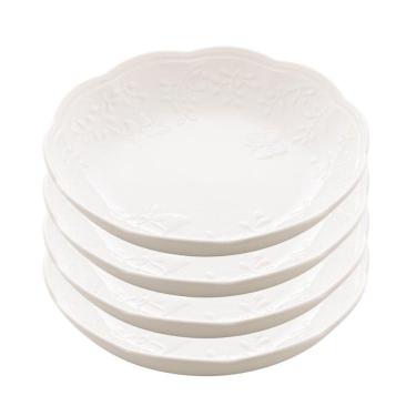 Imagem de Jogo 4 Prato Fundo Branco De Porcelana New Bone Butterfly Flower Flores 21cm Lyor