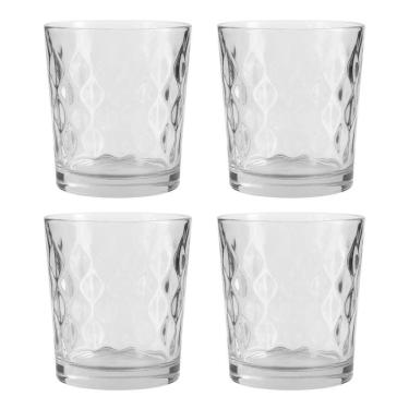 Imagem de Jogo 4 Copo De Vidro Transparente Para Whisky Diamond 360ml Em Casa Tem