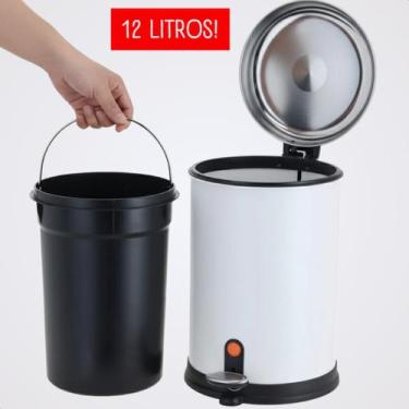 Imagem de Lixeira Com Pedal Aço Inox 12l Recipiente Interno Removivel - Just Hom