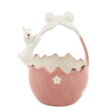 Imagem de Cesta De Pascoa Rainbow Em Cerâmica Rosa 15x10cm 1094530