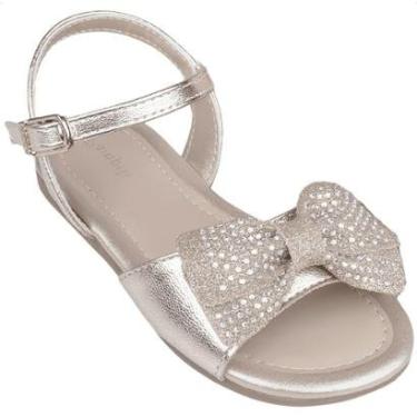 Imagem de Sandália Rasteirinha Baby Pampili Mili Laço Brilho Strass Confortável Estiloso-Feminino