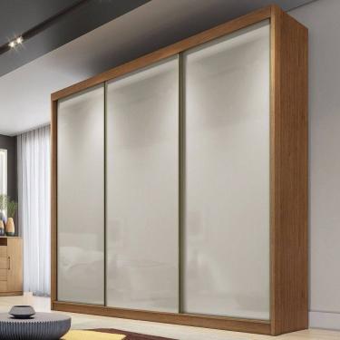 Imagem de Guarda-Roupa Casal Volano 3 Portas 4 Gavetas 100% Mdf Cumaru/Marrom Claro - Pnr Móveis