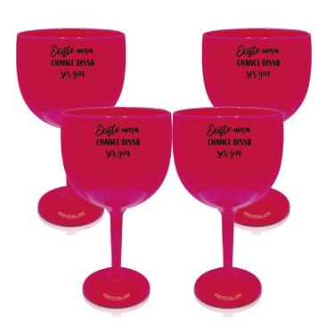 Imagem de Kit 4 Taças Gin Rosa Acrílico Personalizadas