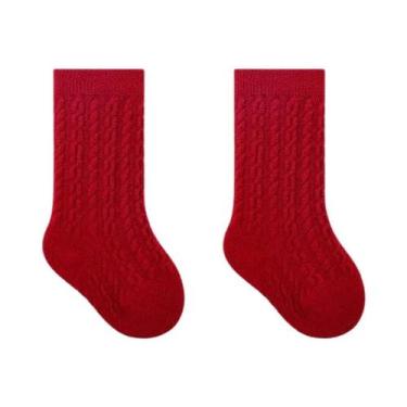 Imagem de Meias De Inverno Para Meninas Com Forro De Lã, Quentes E Com Listras C