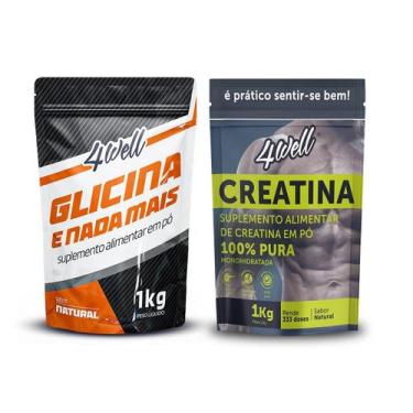 Imagem de Kit Glicina 1kg + Creatina 1kg 4well