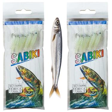 Imagem de Isca Sabiki Artificial 5 Camarao Kit 2 Uni Fluorescente Pesca Lambari Robalo Tainha Uso Mar Lago Rio Pescaria Esportiva