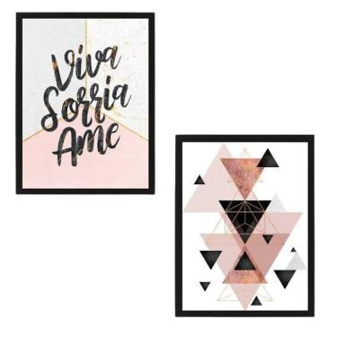 Imagem de Kit 2 Quadros Decorativos Viva, Sorria, Ame 20X30Cm