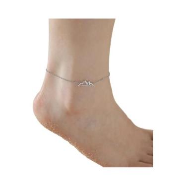 Imagem de Tornozeleira Feminina De Aço Inoxidável Com Pingentes De Gato E Avião 
