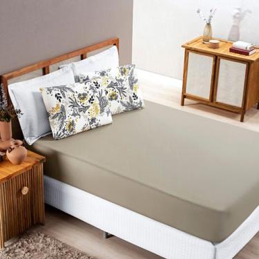 Imagem de Jogo de cama quality casal padrão 3 peças - 100% algodão - malha pente