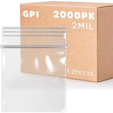 Imagem de Sacos com zíper GPI 2000, 3,17 x 3,17 cm, plástico transparente de 2 m