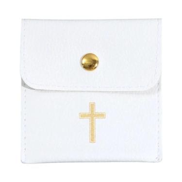 Imagem de Bolsa De Couro Com Cruz Dourada Para Terço E Joias, Estojo De Viagem 1
