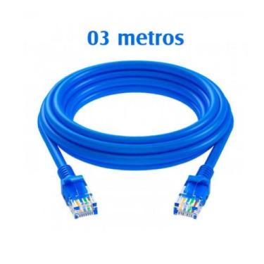 Imagem de Cabo de Rede 3 Metros CAT5 Ethernet Para Conexão Estável de Internet R