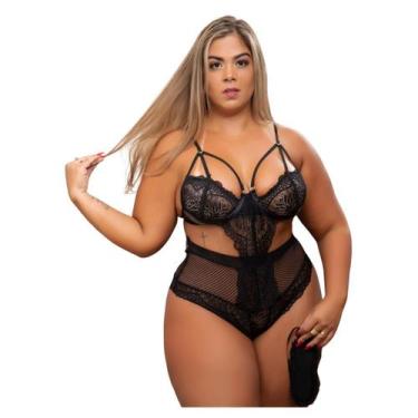 Imagem de Lingerie Sexy Body com Aro em Renda Tapa Olho Plus Size - Garota V, Pr