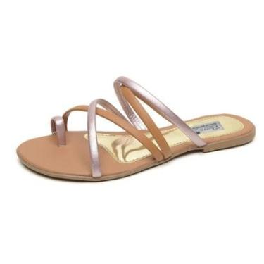 Imagem de Sandália Feminina Rasteirinha cor caramelo e lilás-Feminino