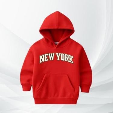 Imagem de Moletom Infantil New York com Capuz Moleton Flanelado Blusa de Frio Quentinha Confortável Criança-Unissex