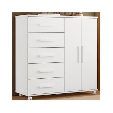 Imagem de Cômoda Palumóveis Toronto 5 Gavetas e 2 Portas com Rodízios